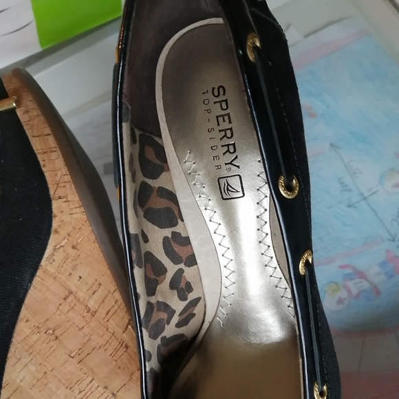 black cork wedge heeled Loafer shoes size 6.5 - Picture 6 of 8